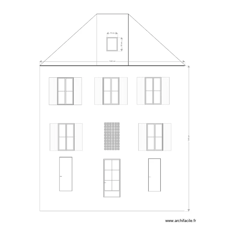 DP4 fa&ccedil;ade nord &eacute;tat des lieux. Plan de 