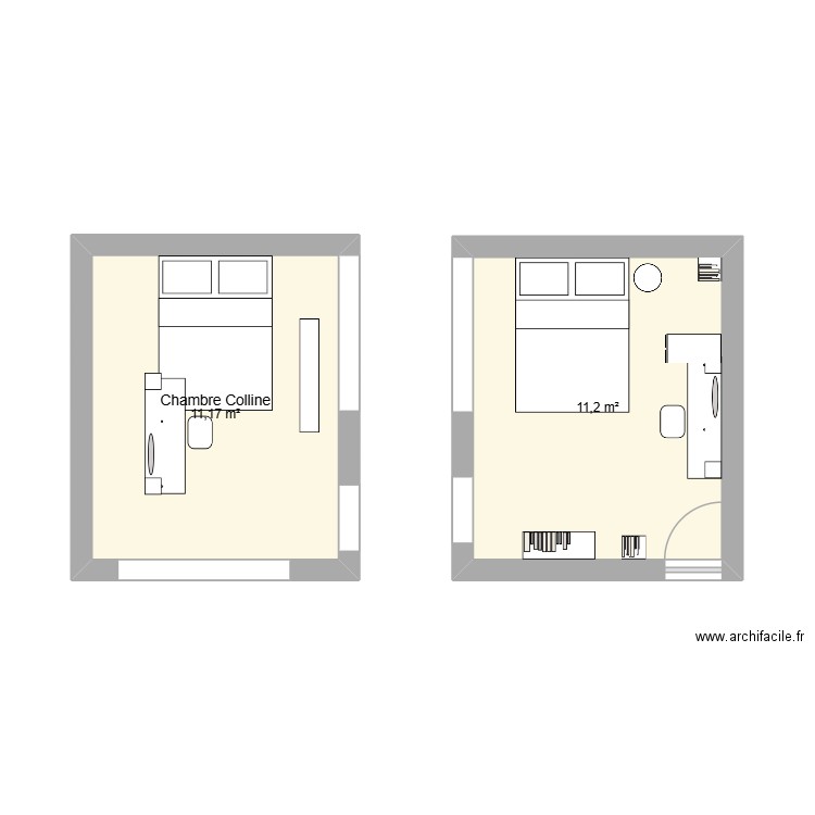 Planchambre. Plan de 2 pièces et 22 m2