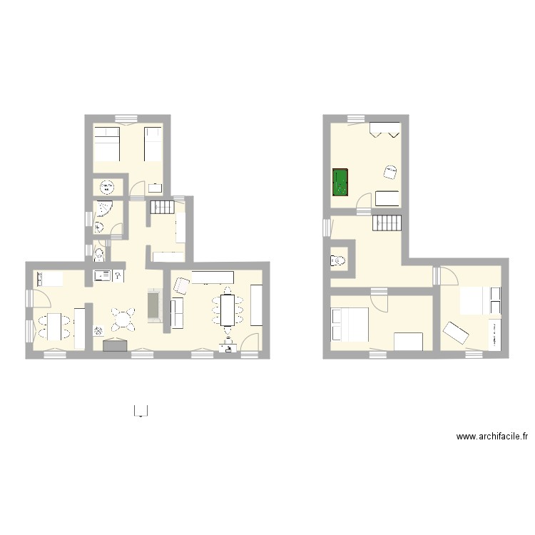 MAISON PONTHIEU. Plan de 9 pièces et 57 m2