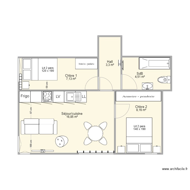 Romain Bekaert MODIF. Plan de 5 pièces et 40 m2