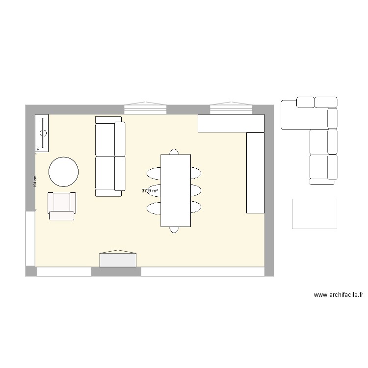 salle a manger. Plan de 1 pièce et 38 m2