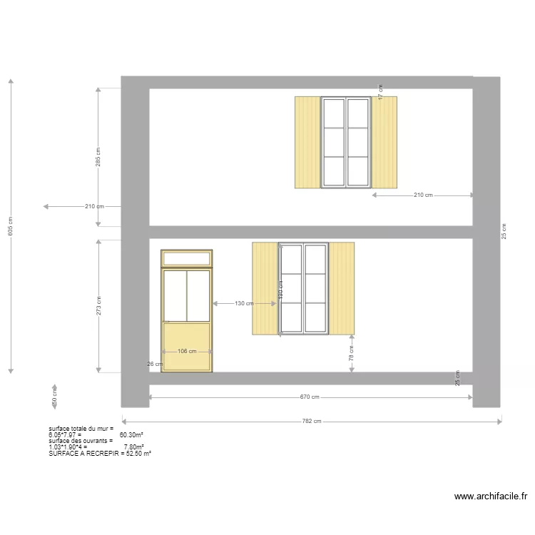 fa&ccedil;ade NORD. Plan de 