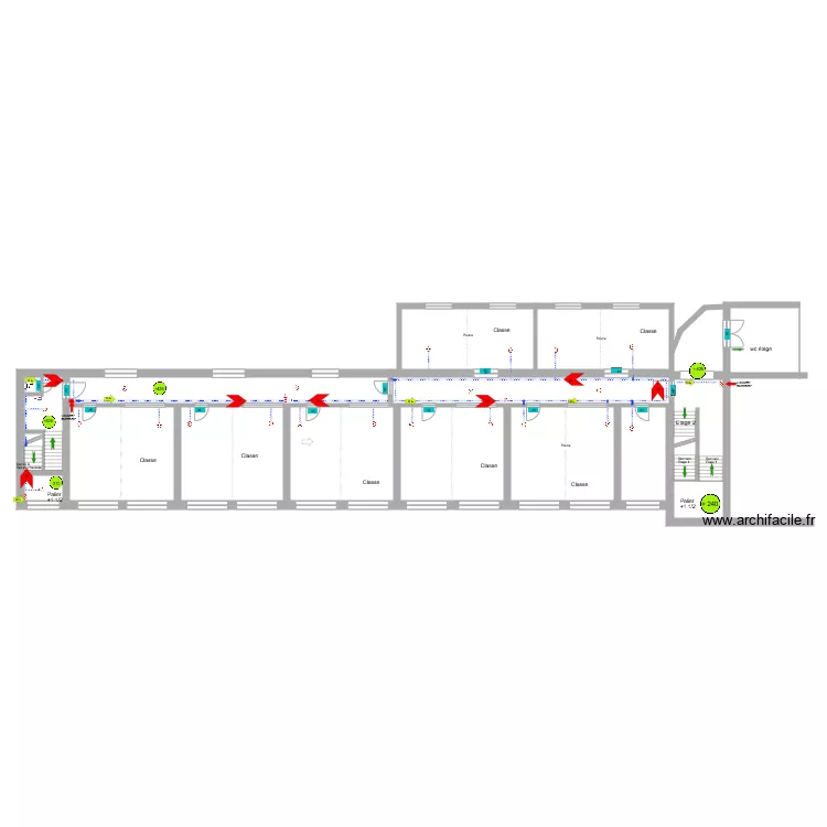 Ecole de La Calamine B&acirc;timent A plus 425 incendie. Plan de 
