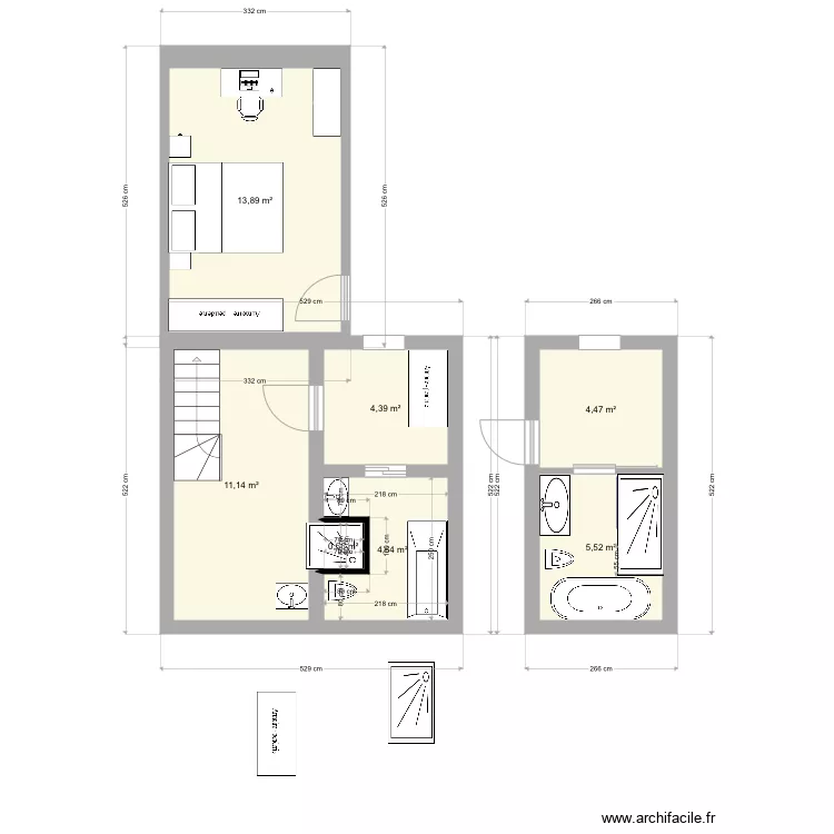 Salle de Bain 2. Plan de 