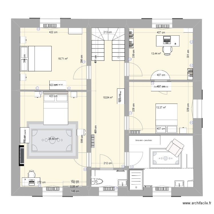 Mouliherne - 1er étage. Plan de 6 pièces et 88 m2