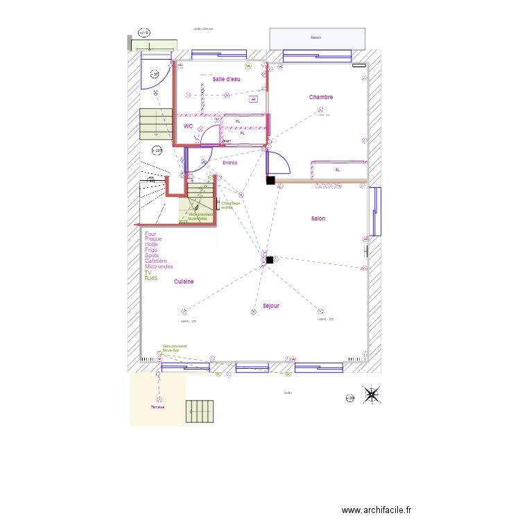 Projet. Plan de 1 pièce et 91 m2