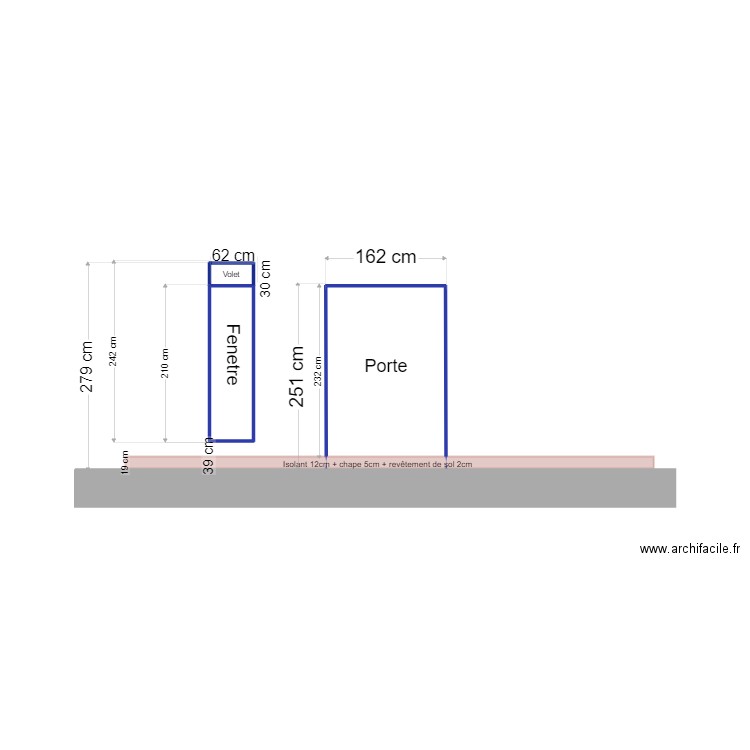 Menuiserie principe. Plan de 3 pièces et 5 m2