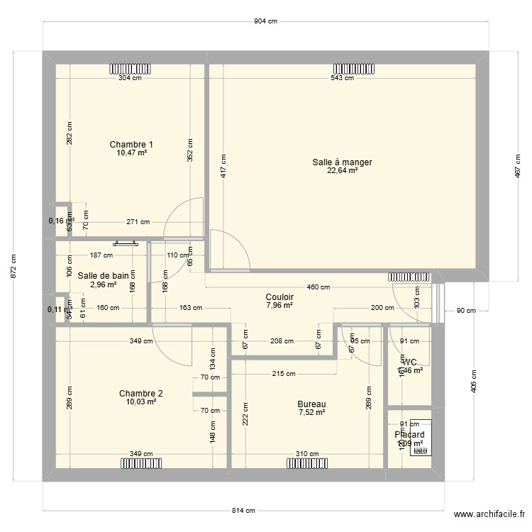 Appt RDC - Carriere. Plan de 10 pièces et 64 m2
