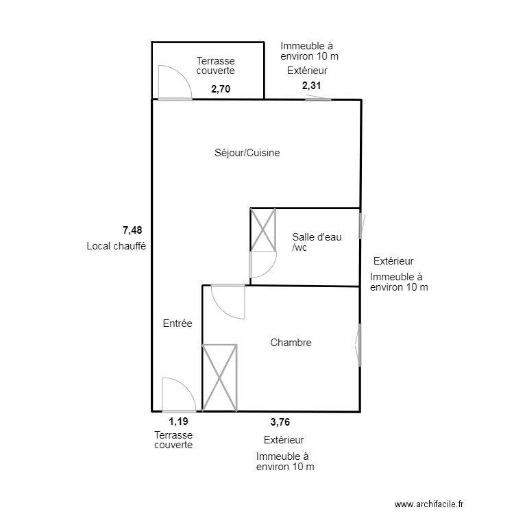 sinibaldi N°6. Plan de 9 pièces et 37 m2