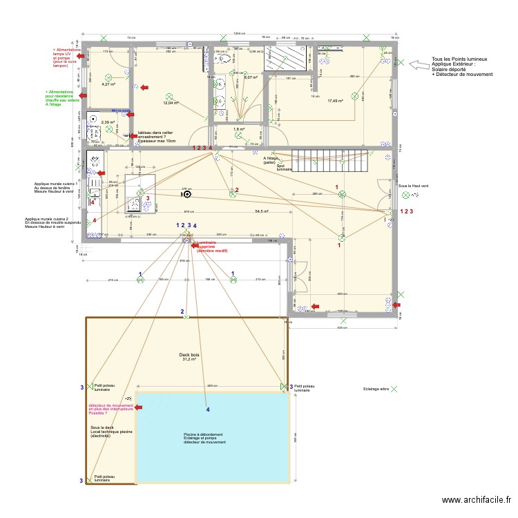 Hauteur Lezarde rdc ELEC mars 2022 V02. Plan de 8 pièces et 132 m2