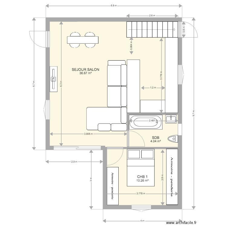 plan maison style appart. Plan de 0 pièce et 0 m2