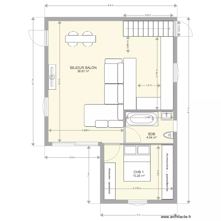plan maison style appart. Plan de 