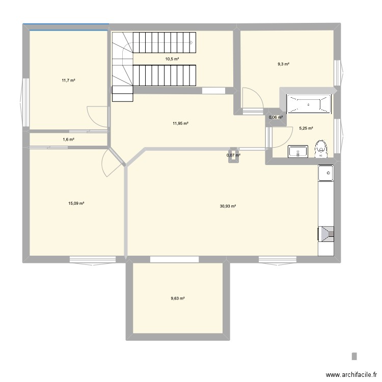 Appartement modifié . Plan de 11 pièces et 106 m2