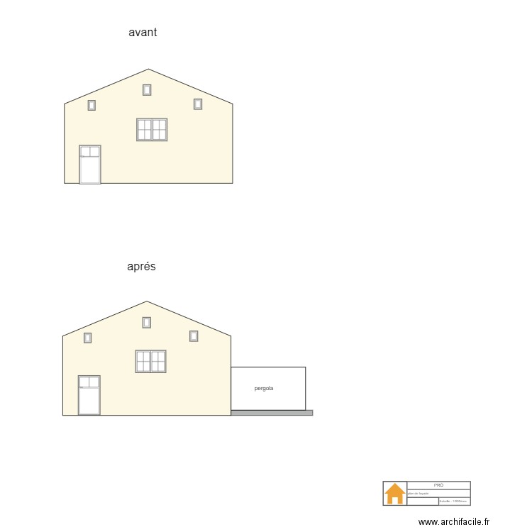 plan de facade. Plan de 0 pièce et 0 m2