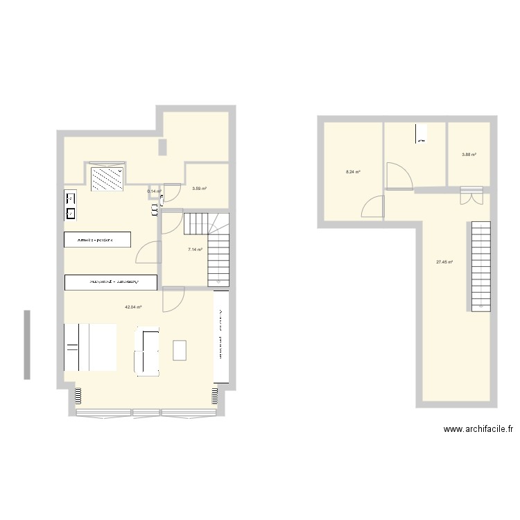 3 eme étage avec grand dressing et sdb. Plan de 0 pièce et 0 m2