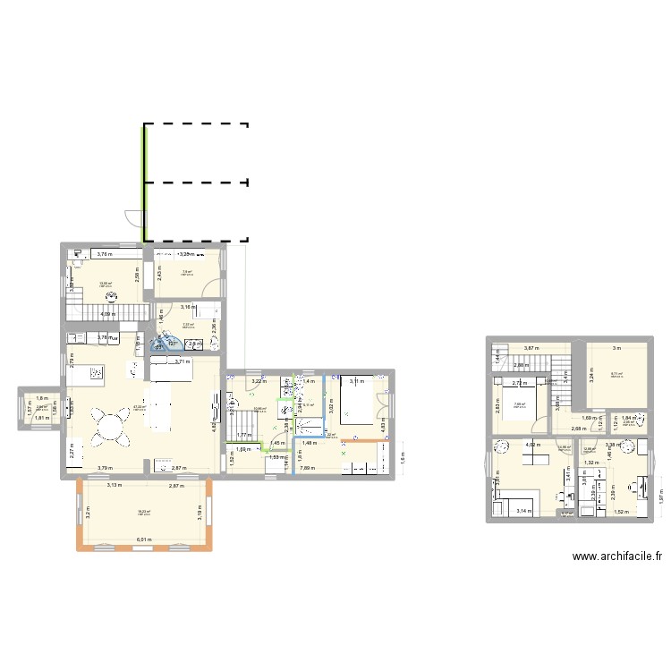 extension572024. Plan de 16 pièces et 191 m2