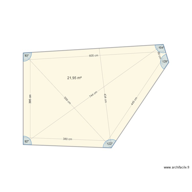 cotation plancher. Plan de 1 pièce et 22 m2