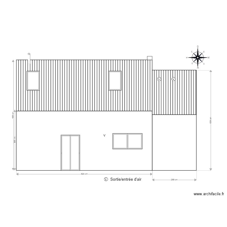 Façade Est (Après). Plan de 0 pièce et 0 m2