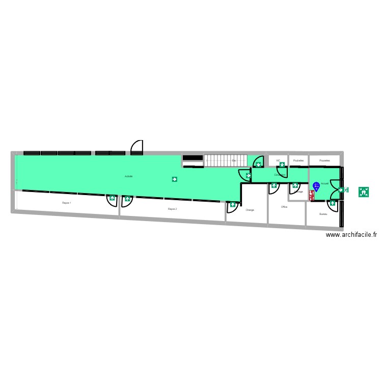 B77M31P evac. Plan de 27 pièces et 180 m2