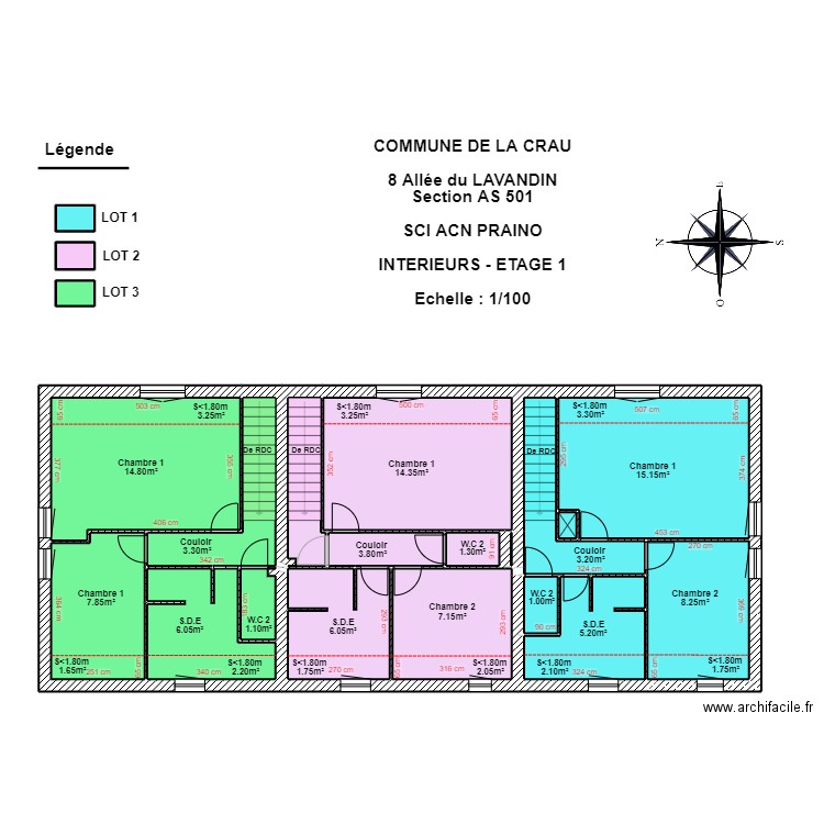 SCI ACN PRAINO R+1. Plan de 21 pièces et 131 m2