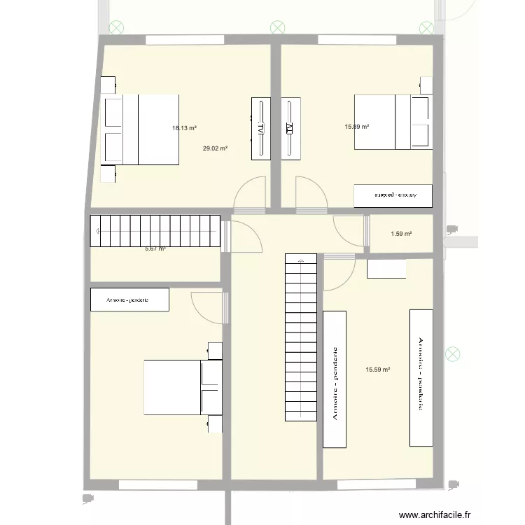 Etage meubles. Plan de 