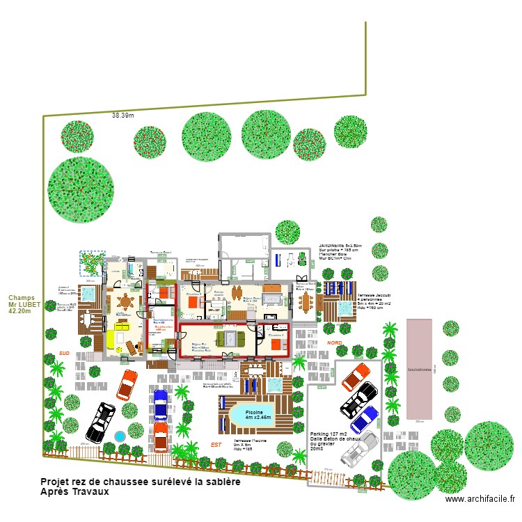 plan masse aménagement sejour studio. Plan de 7 pièces et 157 m2