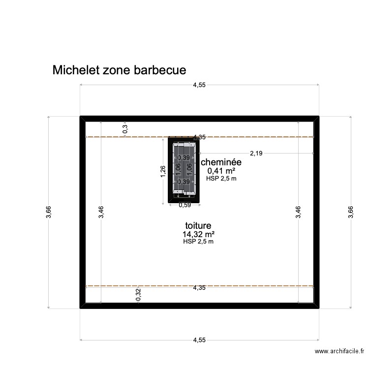 Michelet barbecue. Plan de 2 pièces et 15 m2