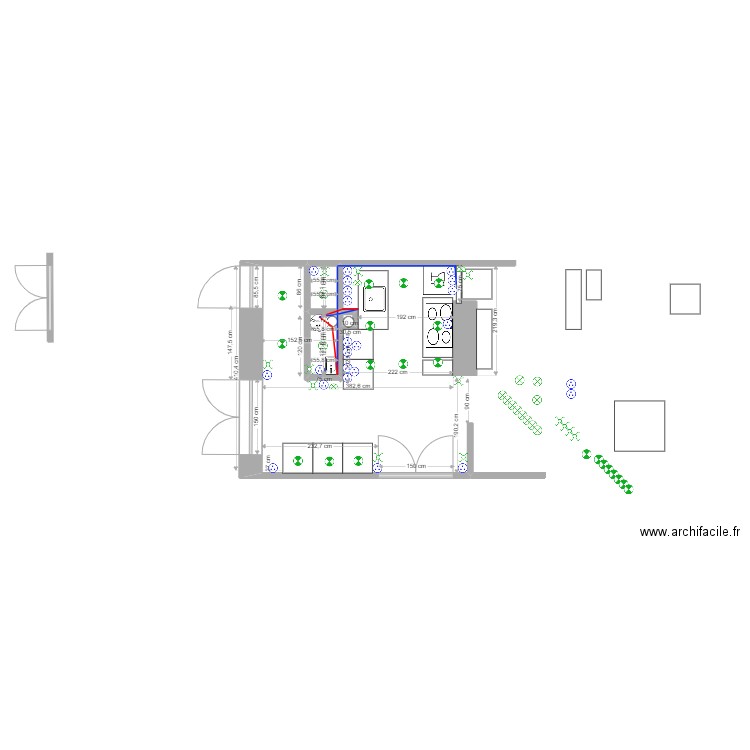 cuisin16. Plan de 2 pièces et 1 m2