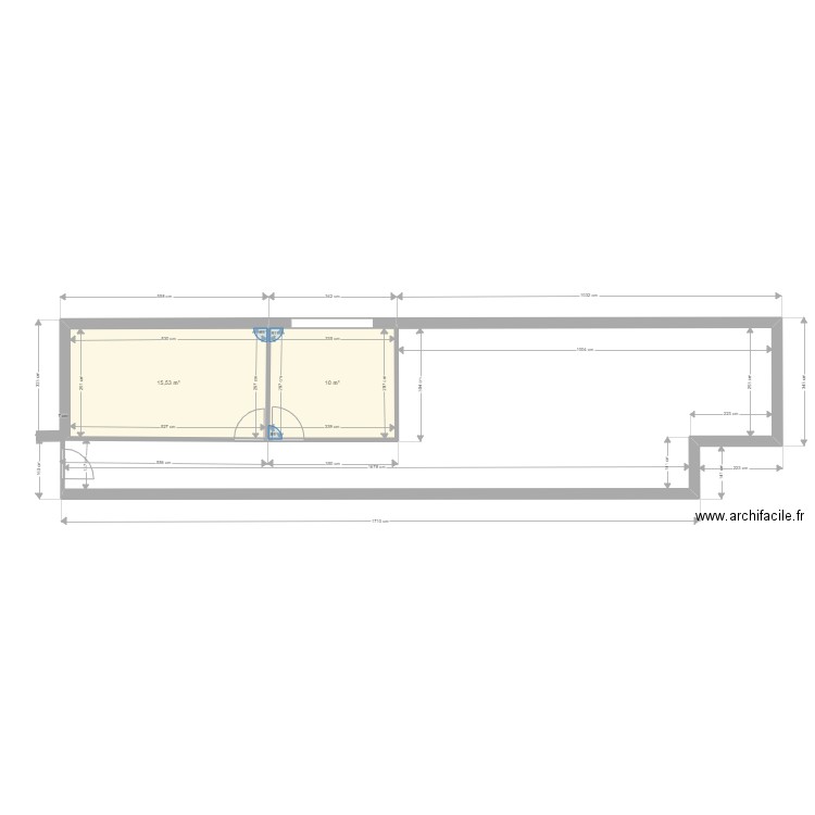 informatique rdc--. Plan de 2 pièces et 26 m2