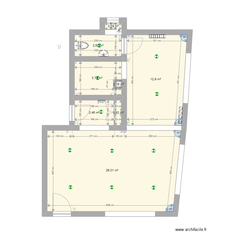 Trachanas rdc commerce. Plan de 8 pièces et 48 m2