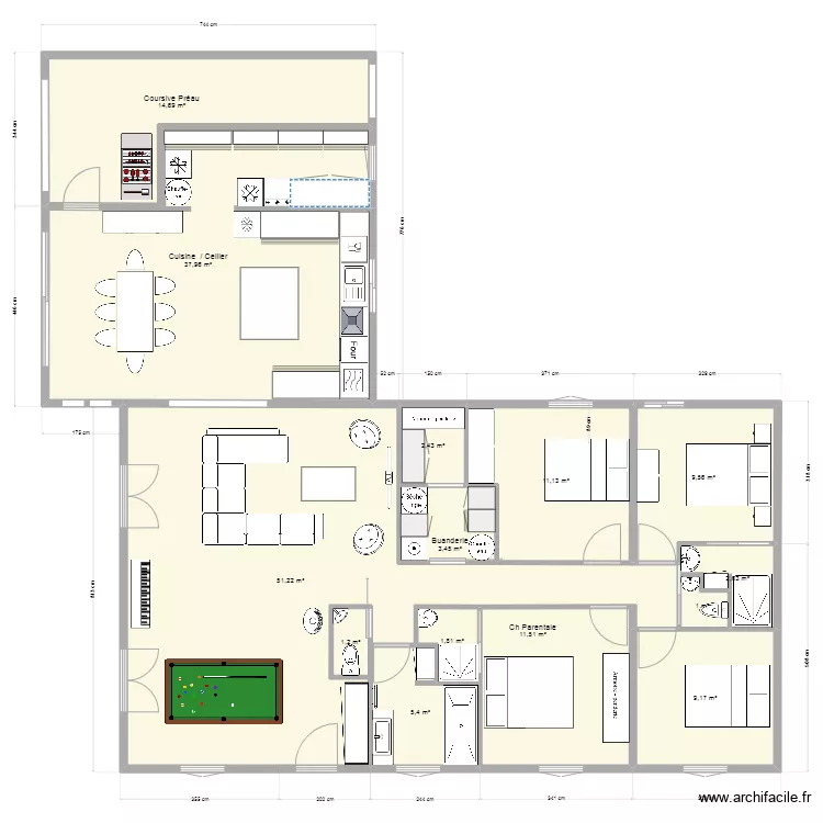 Maison LA JARRIE  modif cuisine. Plan de 