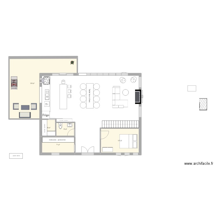 rez-de-chaussée 1er mai 2023 - 40 x 25. Plan de 5 pièces et 54 m2