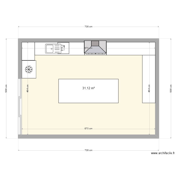 CUISINE. Plan de 1 pièce et 31 m2