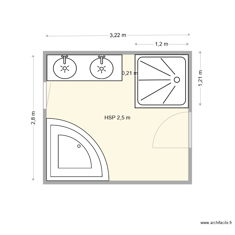 HUGUET Existant. Plan de 1 pièce et 9 m2