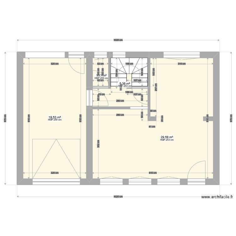plan wizernes RDC AVANT TRAVAUX. Plan de 4 pièces et 56 m2
