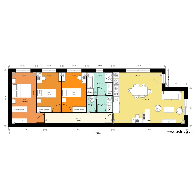 3 CH SUD LONGUEUR bis ter quat. Plan de 0 pièce et 0 m2