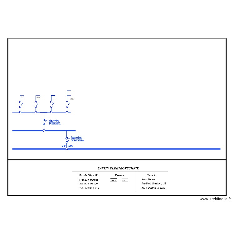 Schéma Unifilaire de base  MONO. Plan de 0 pièce et 0 m2