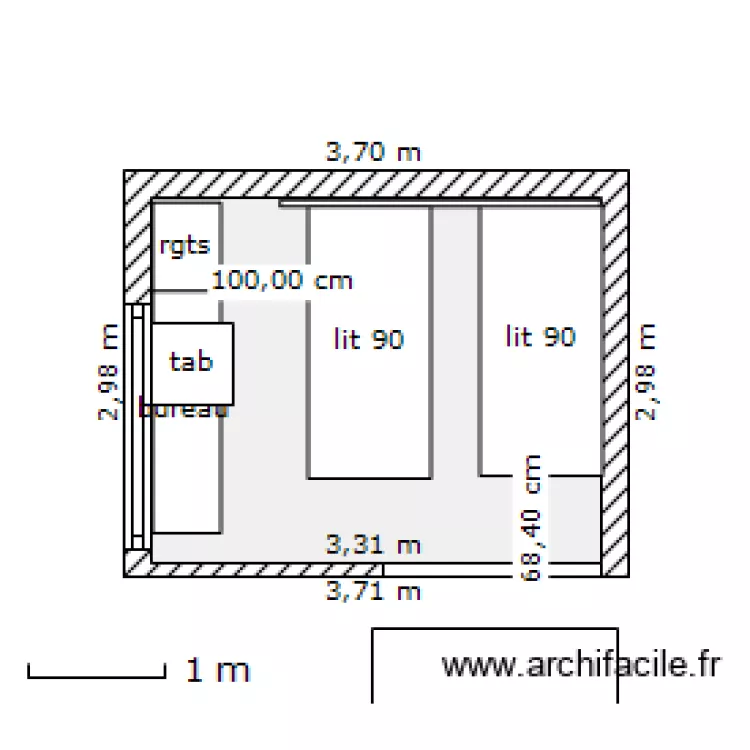 SUITE chambre bureau . Plan de 
