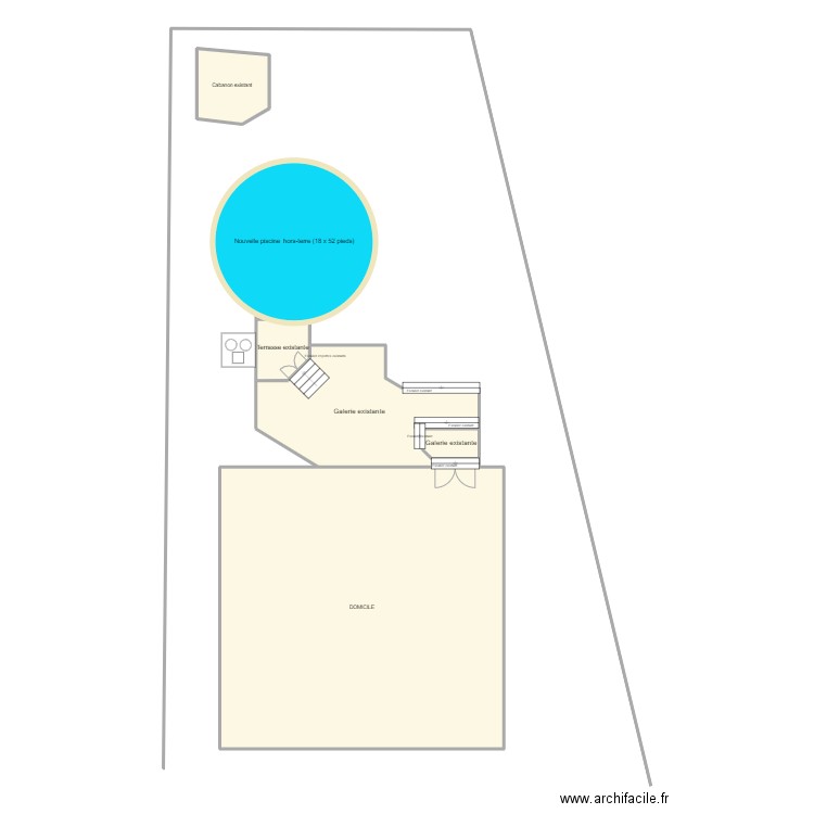 Plan implantation piscine. Plan de 5 pièces et 131 m2
