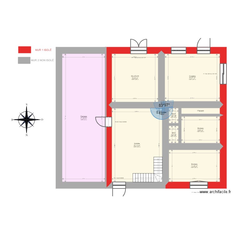 QUINONERO. Plan de 21 pièces et 309 m2