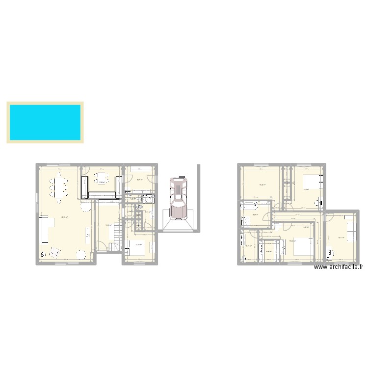 chambre rdc version 2. Plan de 19 pièces et 193 m2