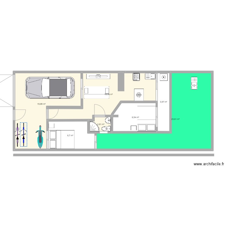 6x15. Plan de 0 pièce et 0 m2