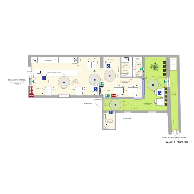 local asso PMR. Plan de 6 pièces et 111 m2