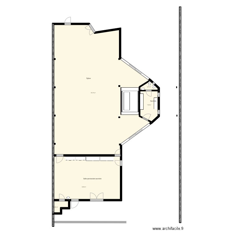 Église Sainte Anne Projet 1. Plan de 5 pièces et 301 m2