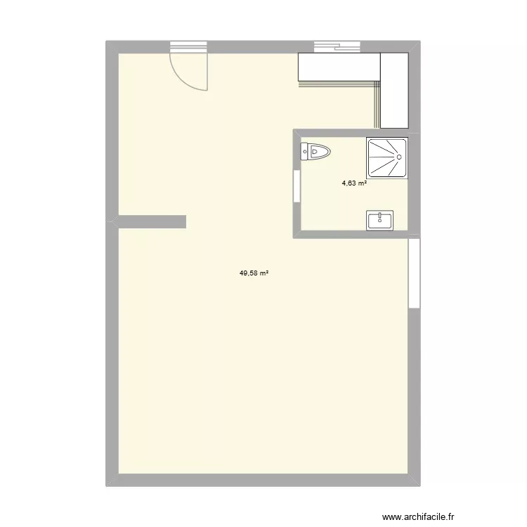 cb1. Plan de 2 Pièces et 54 m²