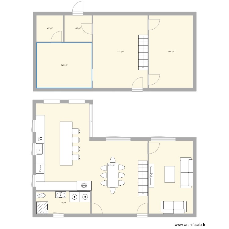 Maison IdM Plan4. Plan de 7 pièces et 134 m2