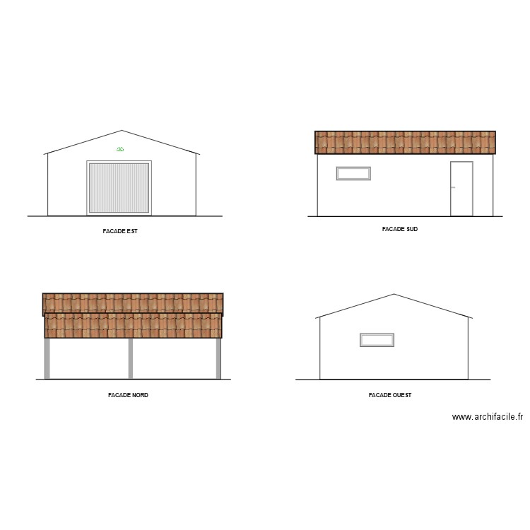 GARAGE FACADE EST ET OUEST. Plan de 0 pièce et 0 m2