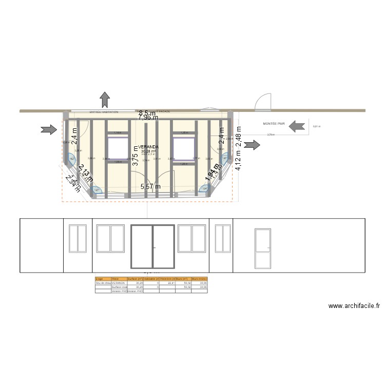 VERANDA 04_toiture_B. Plan de 1 pièce et 30 m2