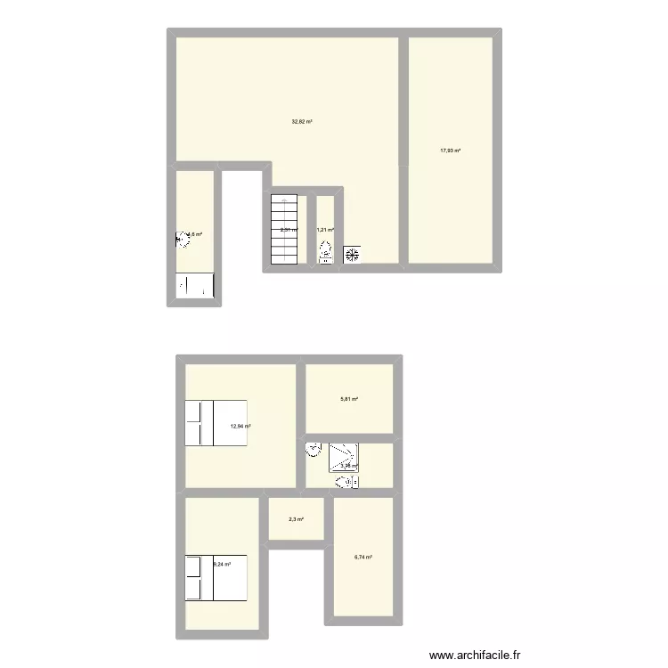Maison. Plan de 11  et 100 m²