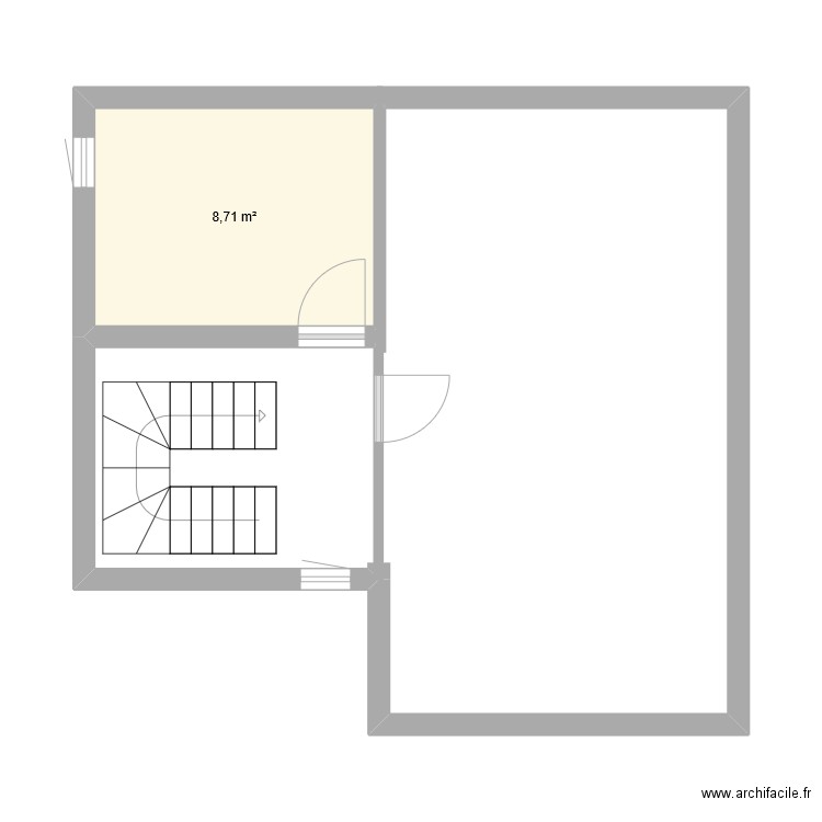 nesle 2eme étage. Plan de 1 pièce et 9 m2